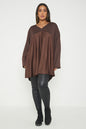 One Size V Neck Knitted Top With Satin Front