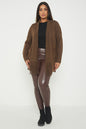 One Size Fringe Hem Pocket Cardigan Jumper