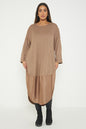 One Size Round Neck Knitted Jumper Dress With Satin Hem