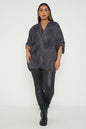 One Size Snake Print Twist Front Turn Up Sleeve Blouse
