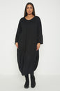 One Size Round Neck Knitted Jumper Dress With Satin Hem