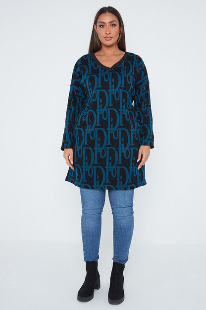 One Size Fashion Moda Pattern Jumper Top