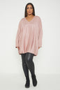 One Size V Neck Knitted Top With Satin Front