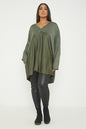 One Size Lurex Shimmer V Neck Knitted Top With Satin Front