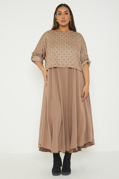 One Size Geo Print Jumper Top with Long Dress