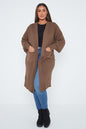 One Size Mid Length Knit Pocket Cardigan