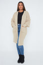 One Size Mid Length Knit Pocket Cardigan