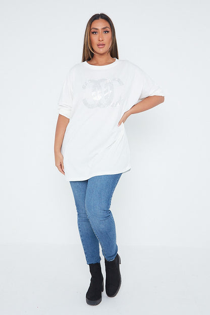 One Size Black OC Gem Embellished Top