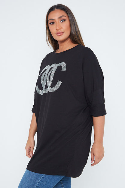 One Size Black OC Gem Embellished Top