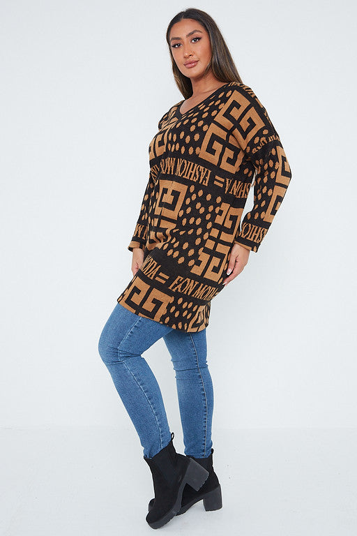 One Size Fashion Moda Pattern Jumper Top