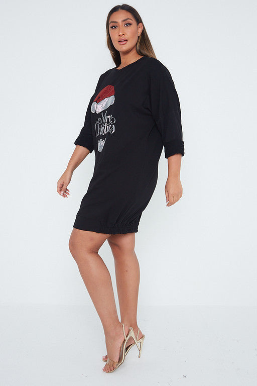 One Size Merry Christmas Santa Design Jumper Dress