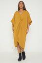 One Size Twist Front Mid Sleeve Midi Tunic Dress