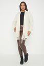 One Size Fringe Hem Pocket Cardigan Jumper