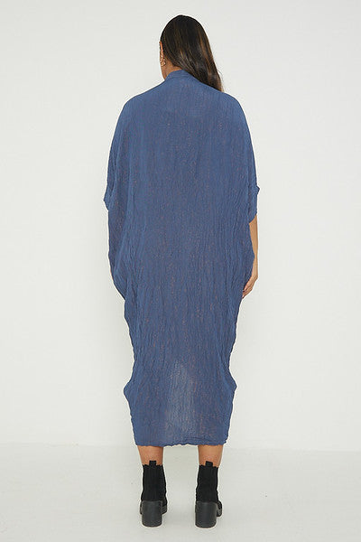One Size V Neck Gathered Tunic Maxi Dress