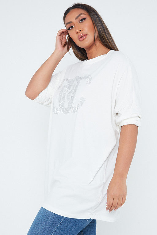 One Size Black OC Gem Embellished Top