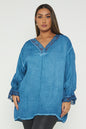 One Size Lace Trim Blouse