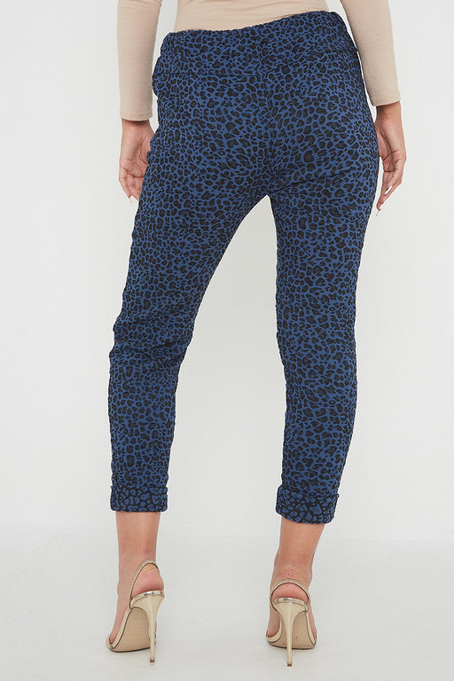 One Size Leopard Print Cuffed Trousers