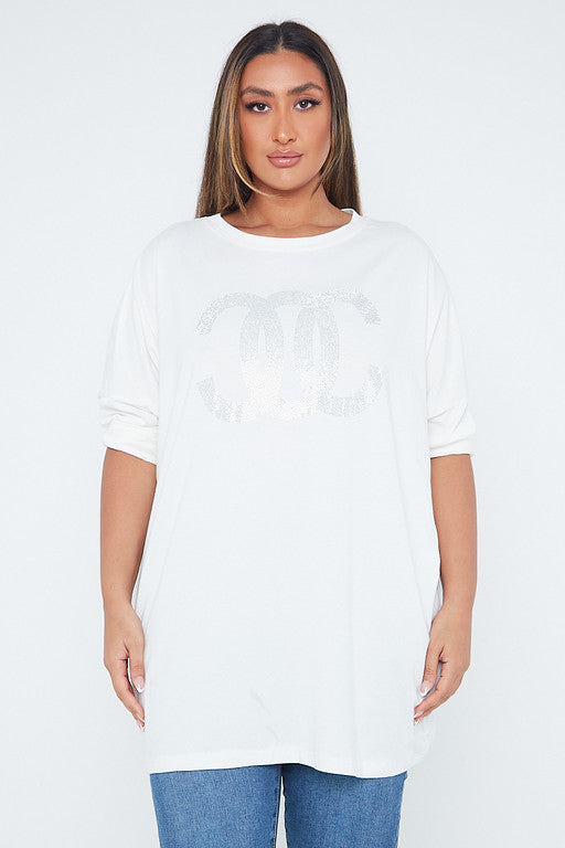 One Size Black OC Gem Embellished Top