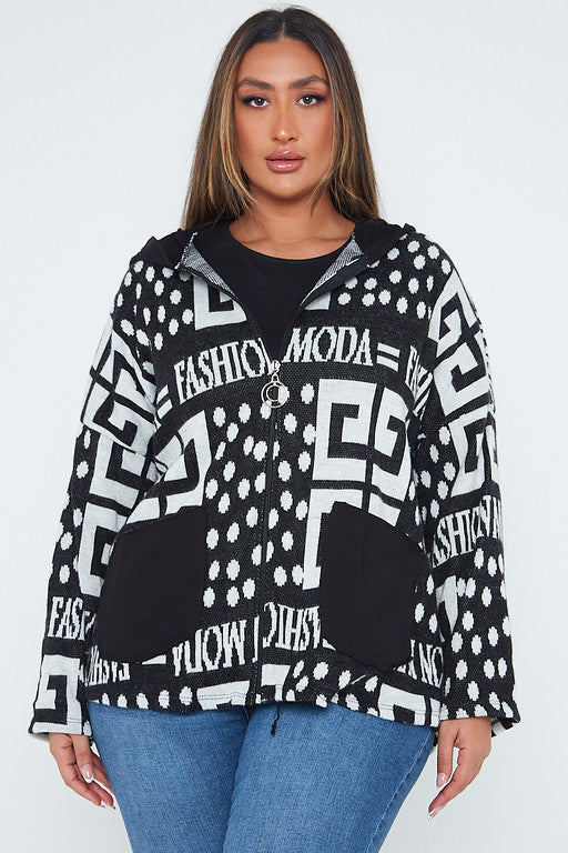 One Size Fashion Moda Design Zip Up Hoodie