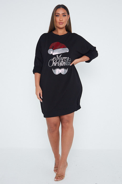 One Size Merry Christmas Santa Design Jumper Dress
