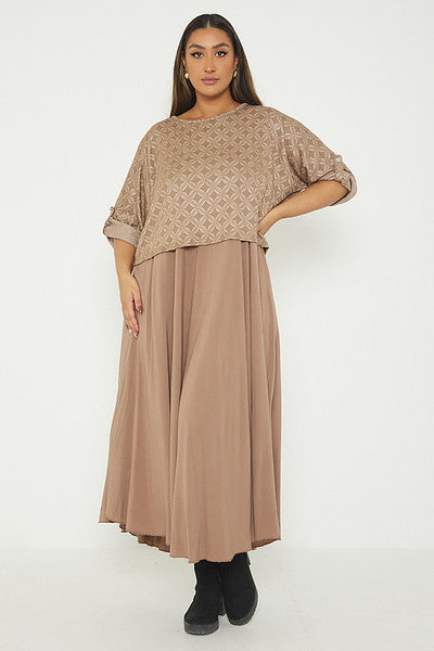 One Size Geo Print Jumper Top with Long Dress