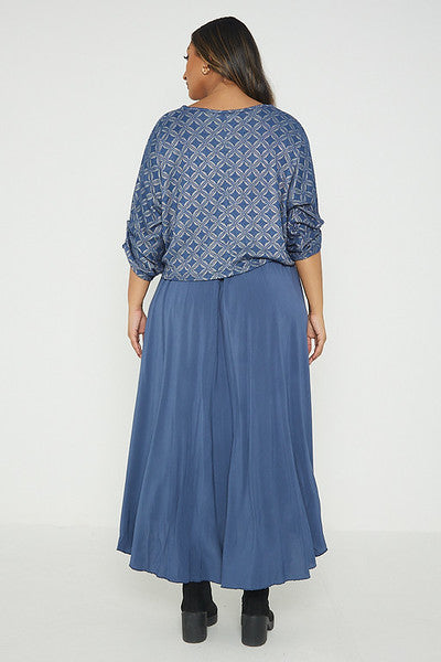One Size Geo Print Jumper Top with Long Dress