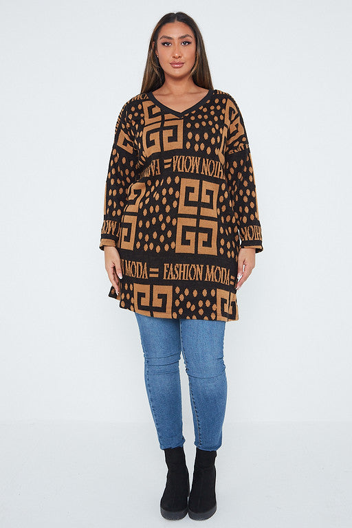 One Size Fashion Moda Pattern Jumper Top