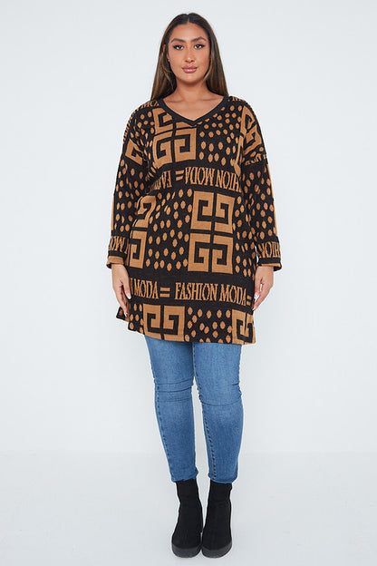One Size Fashion Moda Pattern Jumper Top