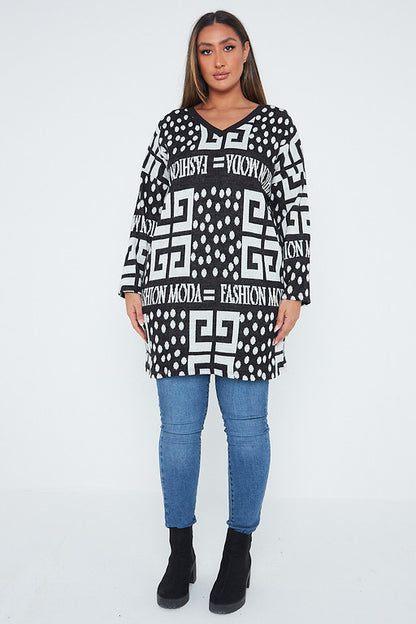 One Size Fashion Moda Pattern Jumper Top