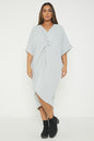 One Size Twist Front Mid Sleeve Midi Tunic Dress