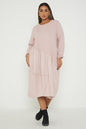 One Size Asymmetrical Skirt Long Sleeve Midi Dress