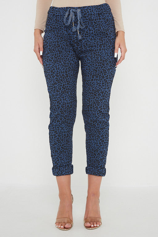 One Size Leopard Print Cuffed Trousers