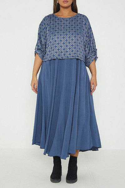 One Size Geo Print Jumper Top with Long Dress