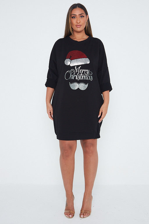 One Size Merry Christmas Santa Design Jumper Dress