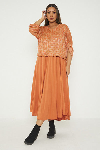 One Size Geo Print Jumper Top with Long Dress