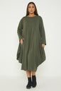 One Size Long Sleeved Waterfall Hem Midi Dress
